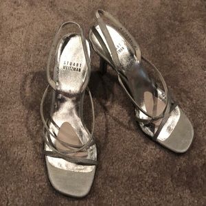Stuart Weitzman silver strappy heels 6.5 M
